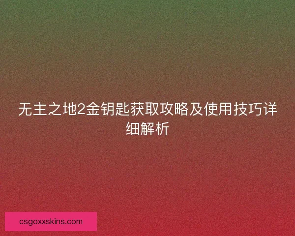 无主之地2金钥匙获取攻略及使用技巧详细解析