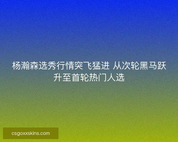 杨瀚森选秀行情突飞猛进 从次轮黑马跃升至首轮热门人选