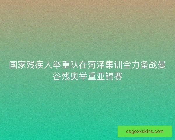 国家残疾人举重队在菏泽集训全力备战曼谷残奥举重亚锦赛