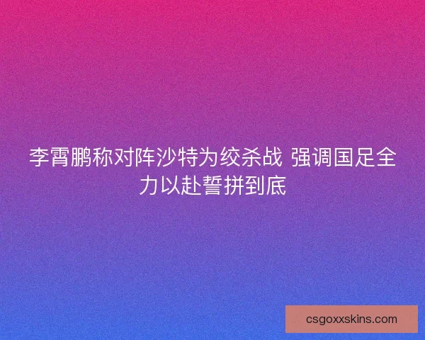 李霄鹏称对阵沙特为绞杀战 强调国足全力以赴誓拼到底